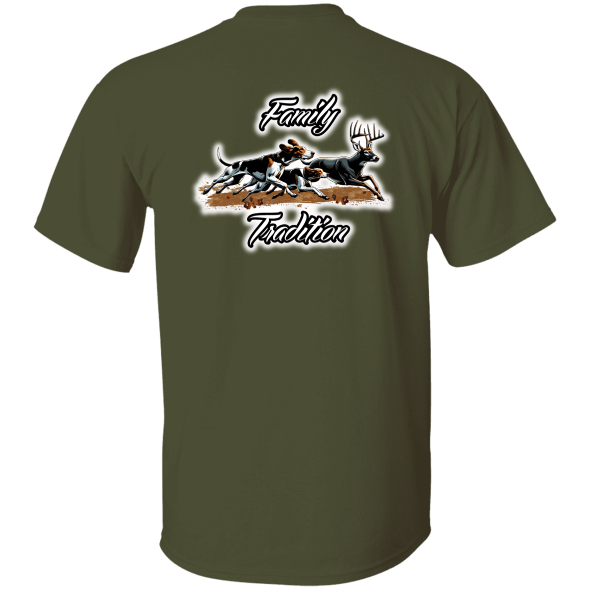Family Tradition Dogs Chasing Deer Short Sleeve