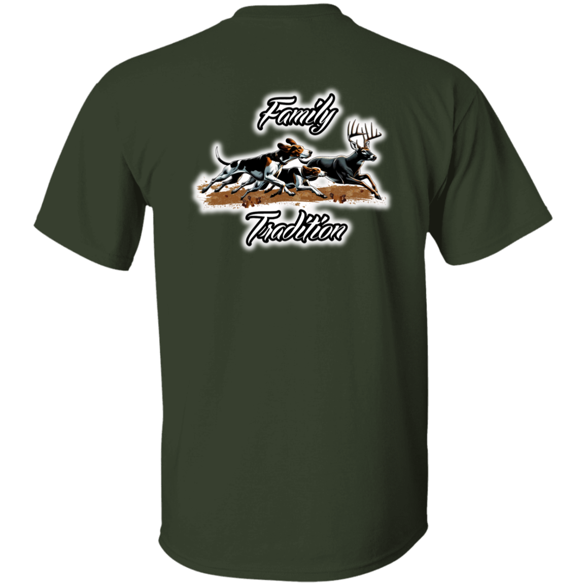 Family Tradition Dogs Chasing Deer Short Sleeve