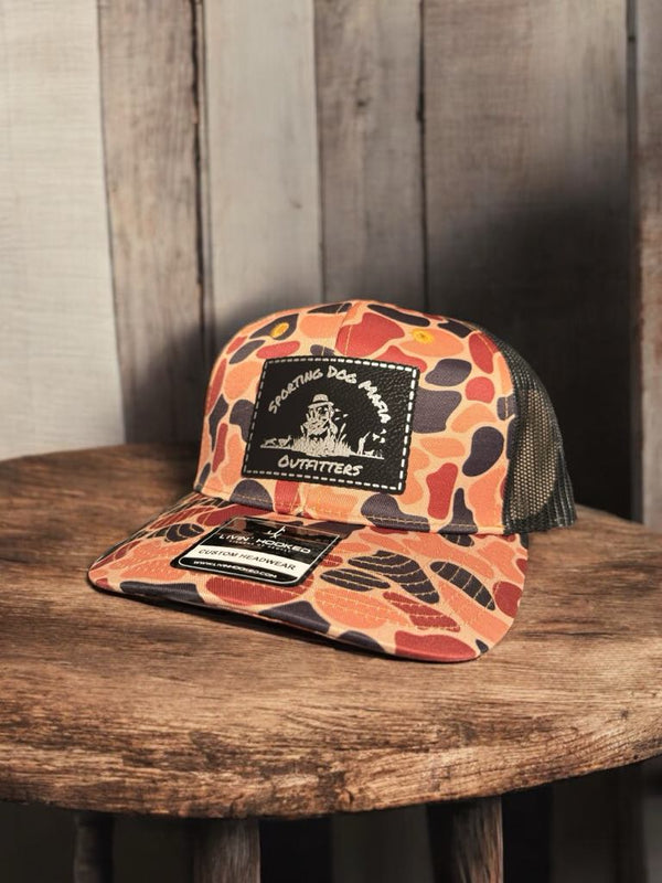 Duck Dog Mafia Retro Fall Camo/Black Leather Patch Hat