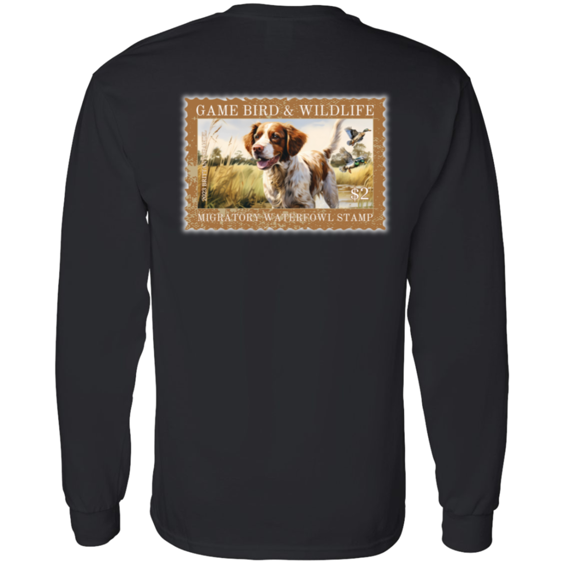 Brittany Spaniel Migratory Waterfowl Stamp Collection Long Sleeve